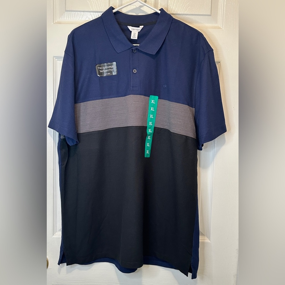 NWT Calvin Klein Men's Color Block Lightweight Short Sleeve Polo Shirt Size XL